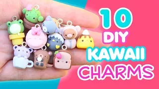 10 DIY KAWAII CHARMS - POLYMER CLAY TUTORIAL