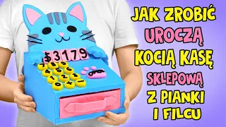 ŁATWE DIY! Jak zrobić uroczą zabawkową kocią kasę sklepową z pianki i filcu! 🐱✨