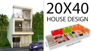 20x40 800 SQFT House Design with 3d elevation