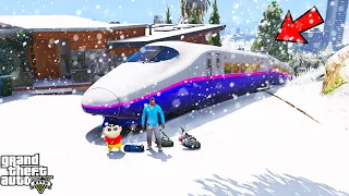 Franklin And Shinchan Travelling in Train Journey Los santos TO North Yankton IN GTA V