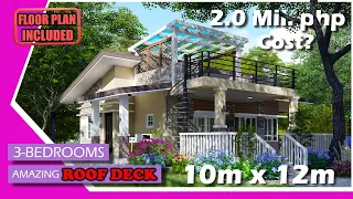 Small House Design | 3-BEDROOM BUNGALOW HOUSE DESIGN with AMAZING ROOF DECK | OFW DREAM HOUSE | PLAN