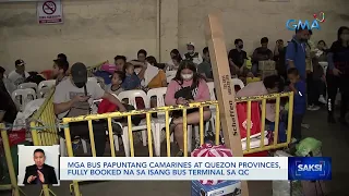 Mga bus papuntang Camarines at Quezon Provinces, fully booked na sa isang bus terminal sa QC | Saksi