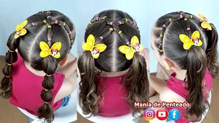 Penteado Infantil com ligas e Maria Chiquinha | Cute girl hairstyle