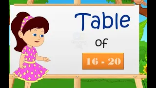 16 to 20 Multiplication, Table of 16 to 20 | Multiplication Time of tables 2 to 20 - Maths Tables