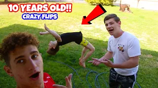 10 Year Old Does Crazy Flips And Tricks *PART 2*