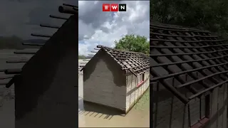 Houses and a bridge heavily flooded in Parys by the Vaal river