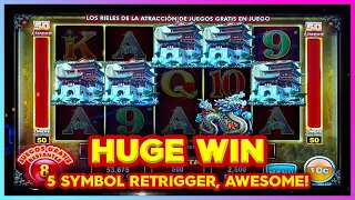 INSANE!! 5 Symbol RETRIGGER!! Huge WIN on Dragon Climber Slots!