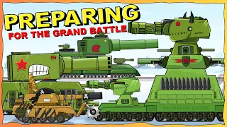 "Preparing for the Grand Battle"  Cartoons about tanks