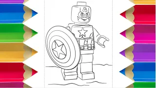 LEGO CAPTAIN AMERICA - Draw Sketch Doodle | MARVEL AVENGERS | Kids Colouring | Children | Drawing