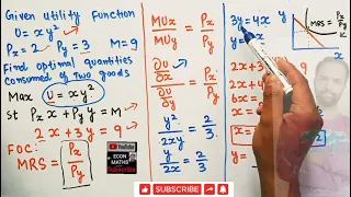 Finding optimal quantities from the given utility function and budget Constraint