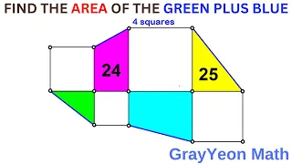 Find the area of green + blue region #mathpuzzles #geometryskills #importantgeometryskillsexplained