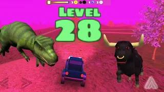 JUGANDO CON EL TORO Y EL T-REX, POLLITO  CONTRA EL TRACTOR |THE IMPLACABLE BULL VS THE TYRANNOSAURUS