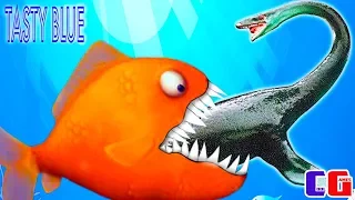 Tasty Blue ATE the Loch NESS MONSTER! THE BONUS LEVELS! Cartoon game for kids to Eat the OCEAN