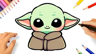 CÓMO DIBUJAR a BEBÉ YODA  KAWAII | GROGU | BABY YODA