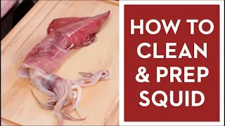 How to Clean & Prepare a Whole Squid วิธีเตรียมปลาหมึก - Hot Thai Kitchen