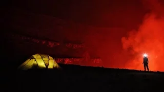 Descending into erupting volcano - Nyiragongo, Congo, Africa