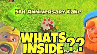 WHATS INSIDE THE 5TH ANNIVERSARY CAKE IN CLASH OF CLANS