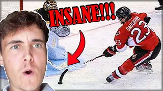 THESE ARE INSANE! Brit Reacts to NHL "Trickshot" Moments | REACTION