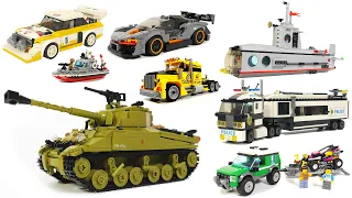 LEGO Bricks sets:  tanks, police cars, military trucks