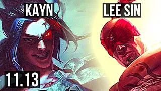 KAYN vs LEE SIN (JUNGLE) | 23/1/3, Legendary, 6 solo kills, 800+ games | EUW Diamond | v11.13