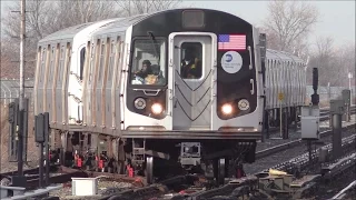 NYC Subway HD 60fps RARE: Kawasaki R160B Siemens 8888 SMS Test Train in The Rockaways (1/11/17)