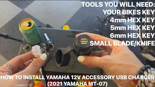 How To: Install Yamaha 12V Accessory USB Charger (2021-2023 Yamaha MT-07)