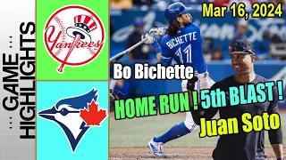 Toronto Blue Jays vs New York Yankees FULL Highlights Spring Training 03/16/24 | MLB Highlights 2024