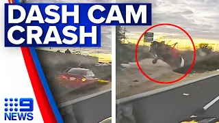 Dash cam vision captures frightening Perth highway crash | 9 News Australia