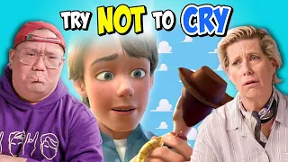 Adults React To Try Not To Cry Challenge | Saddest Animations (Toy Story 3, Inside Out, Coco)