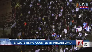 Crowds gather outside vote-counting site in Philadelphia