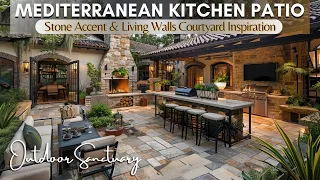 Elevate Your Outdoor Space with Mediterranean Kitchen Patio with Stone Accent& Living Wall Courtyard