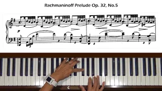 Rachmaninoff Prelude in G Major Op. 32, No. 5 Piano Tutorial