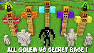 All GOLEMS CHOOSE SECRET GOLEM BASE in Minecraft ! SPAWN SECRET GOLEM !