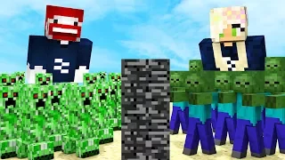 BABY ZOMBIE ARMY VS BABY CREEPER ARMY in Minecraft