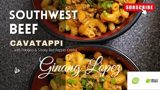 Southwest Beef Cavatappi with Poblano and Smoky Red Pepper Crema | Ginang lopez