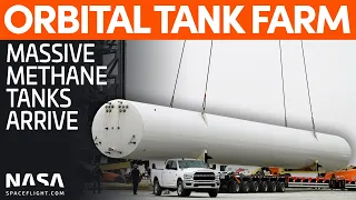 Large Methane Tanks Delivered to the Orbital Launch Site | SpaceX Boca Chica