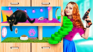 Casa Secreta do Gato no Сloset! Construímos um Quarto Secreto para Animais de Estimação!