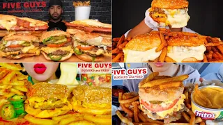 ASMR Cheese Burgers Mukbang Compilation | Five Guys Cheese Burgers | Fast food eating sounds