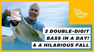 3 Double-Digit Bass in a Day! & Hilarious Fall!