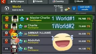 8 Ball pool(اول عالم )-Won WORLD LEAGUE twice! 75b and 78b. With my friends. ENJOY this  journey