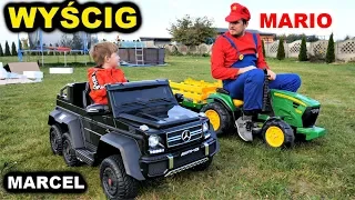 Mercedes G63 AMG 6x6 vs Traktorek  JOHN DEERE - WYŚCIG Z MARIO - autko na akumulator