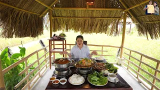 Quán ăn Miệt vườn giữa đồng ruộng ở Long An Quê Phan Diễm ăn Đại tiệc toàn món ngon dân dã Miền Tây