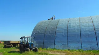 Три трактора на культивацию, а остальные на ремонт кровли ангара.