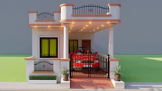 17 by 50 कार पार्किंग मकान का नक्शा,3D house elevation,2 bedroom car parking house,3d house map