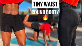 TINY WAIST & ROUND BOOTY~My Go-To Flat Abs & Bigger Butt Exercises (Follow Along)