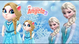 Disney's Elsa VS Angela💃💃Elsa makeover. My Talking Angela 2// New year update gameplay.