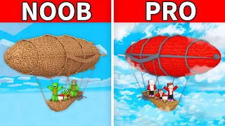 Mikey Family & JJ Family - NOOB vs PRO : Airship House Build Challenge in Minecraft (Maizen)