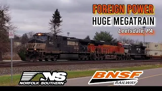 LONG Intermodal With Foreign Power & Huge Megatrain With DPU - Leetsdale, PA