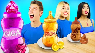 Desafío de Comida Rica VS Pobre VS Mega Rica | Guerra de Dulces por Turbo Team