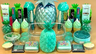 Мятный слайм. 💚🍍💤 Добавляю в слайм косметику, блестки и бусины. 👑 ASMR Slime video 1080p.